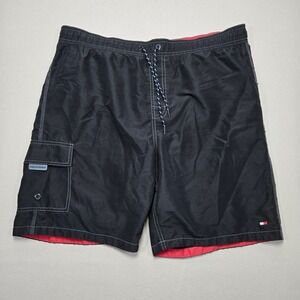Tommy Hilfiger Swim Trunks Shorts Swimsuit Beach‎ Drawstring Black Men's L